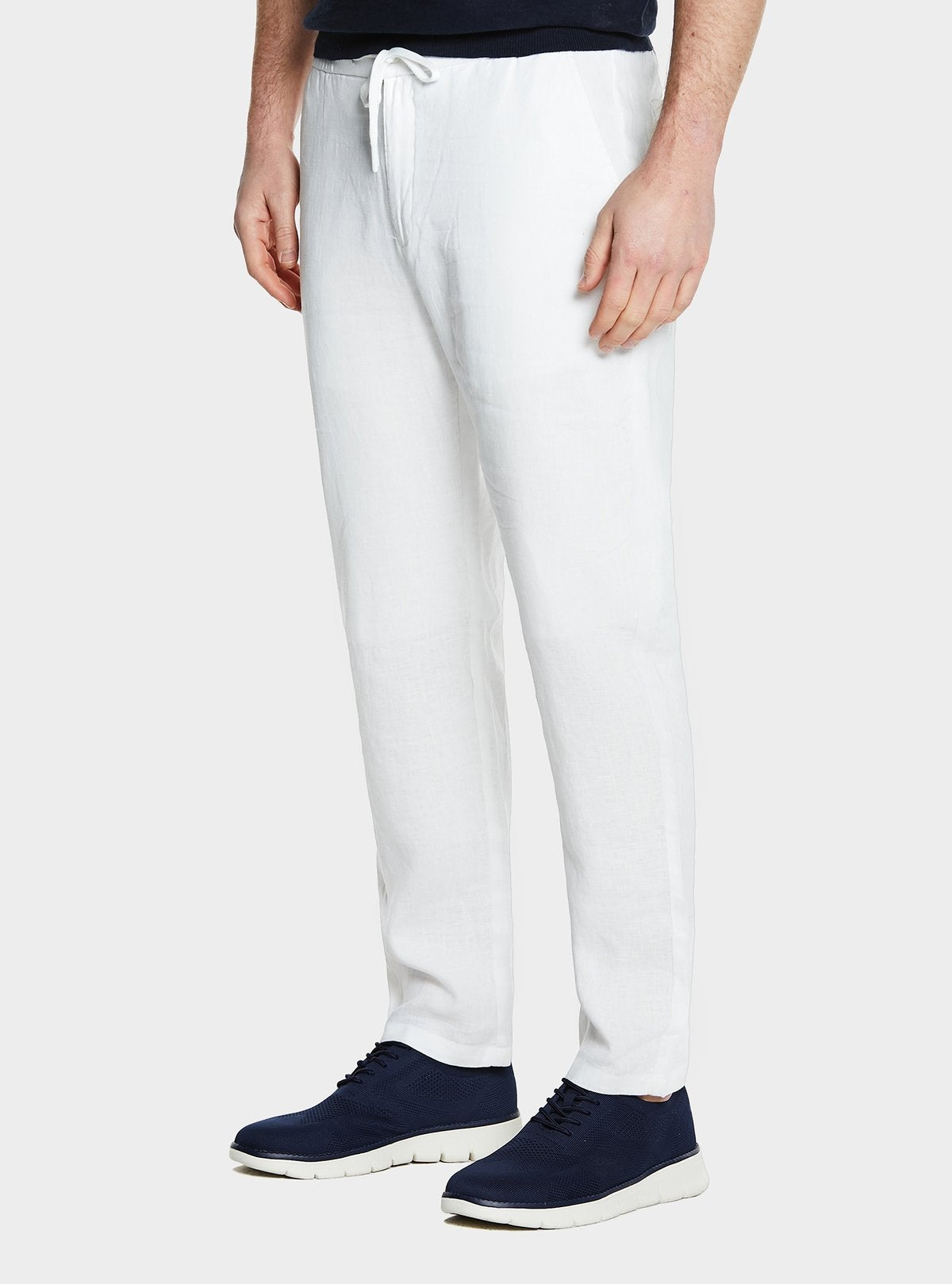 Pure linen trousers with drawstring