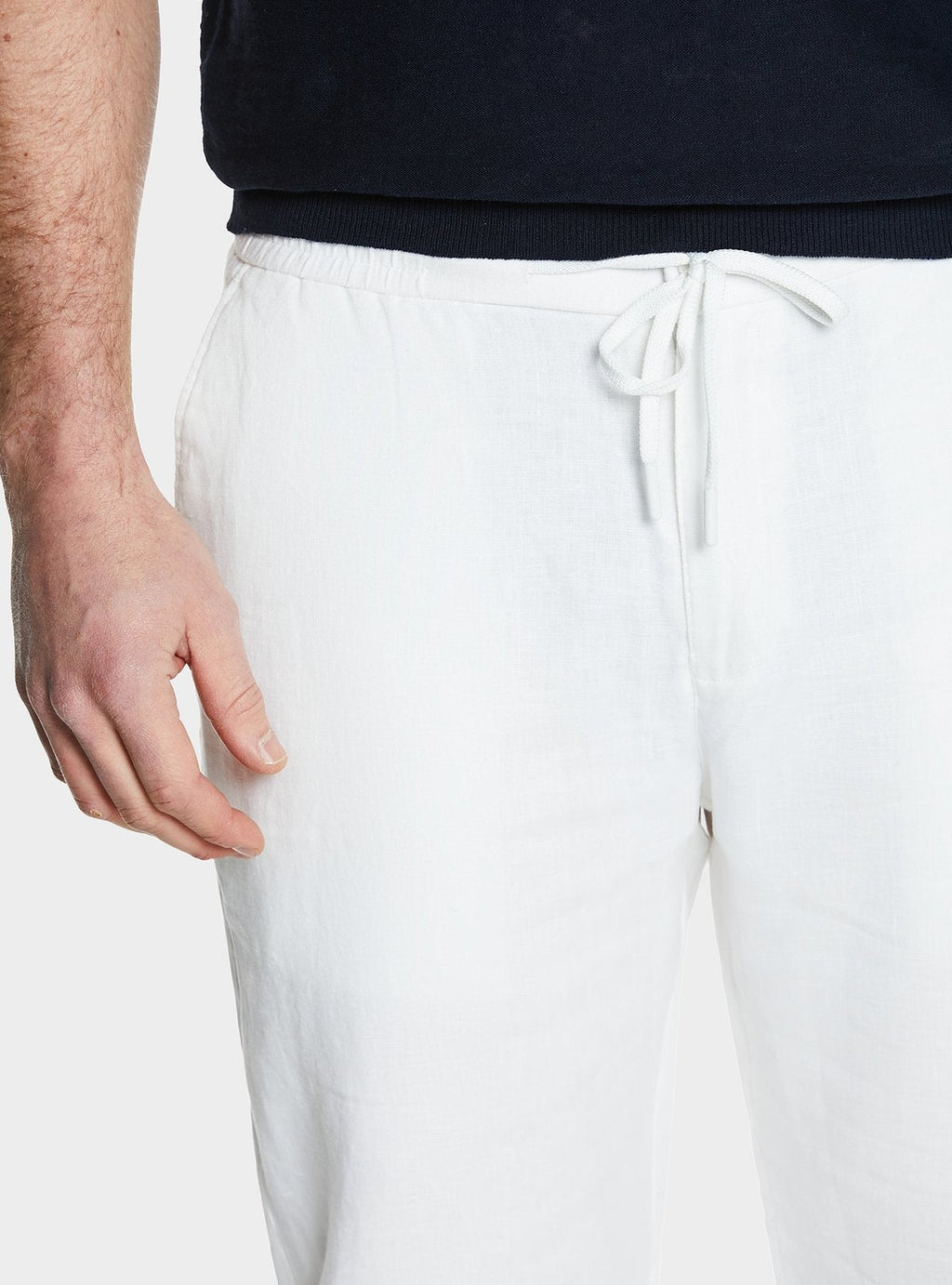 Pure linen trousers with drawstring
