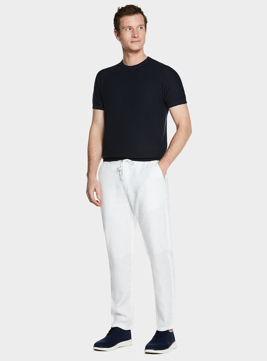 Pure linen trousers with drawstring