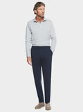Pantaloni con doppia pince e fibbie in misto lino