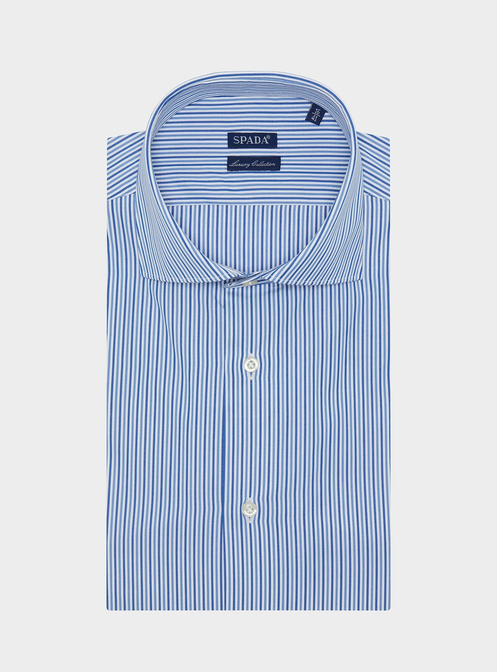 Camicia in cotone multiriga con collo francese
