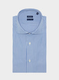 Camicia in cotone multiriga con collo francese