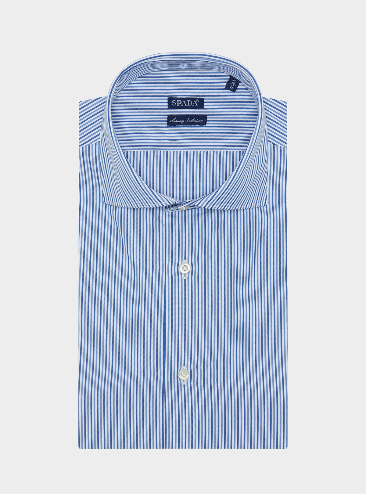 Camicia in cotone multiriga con collo francese