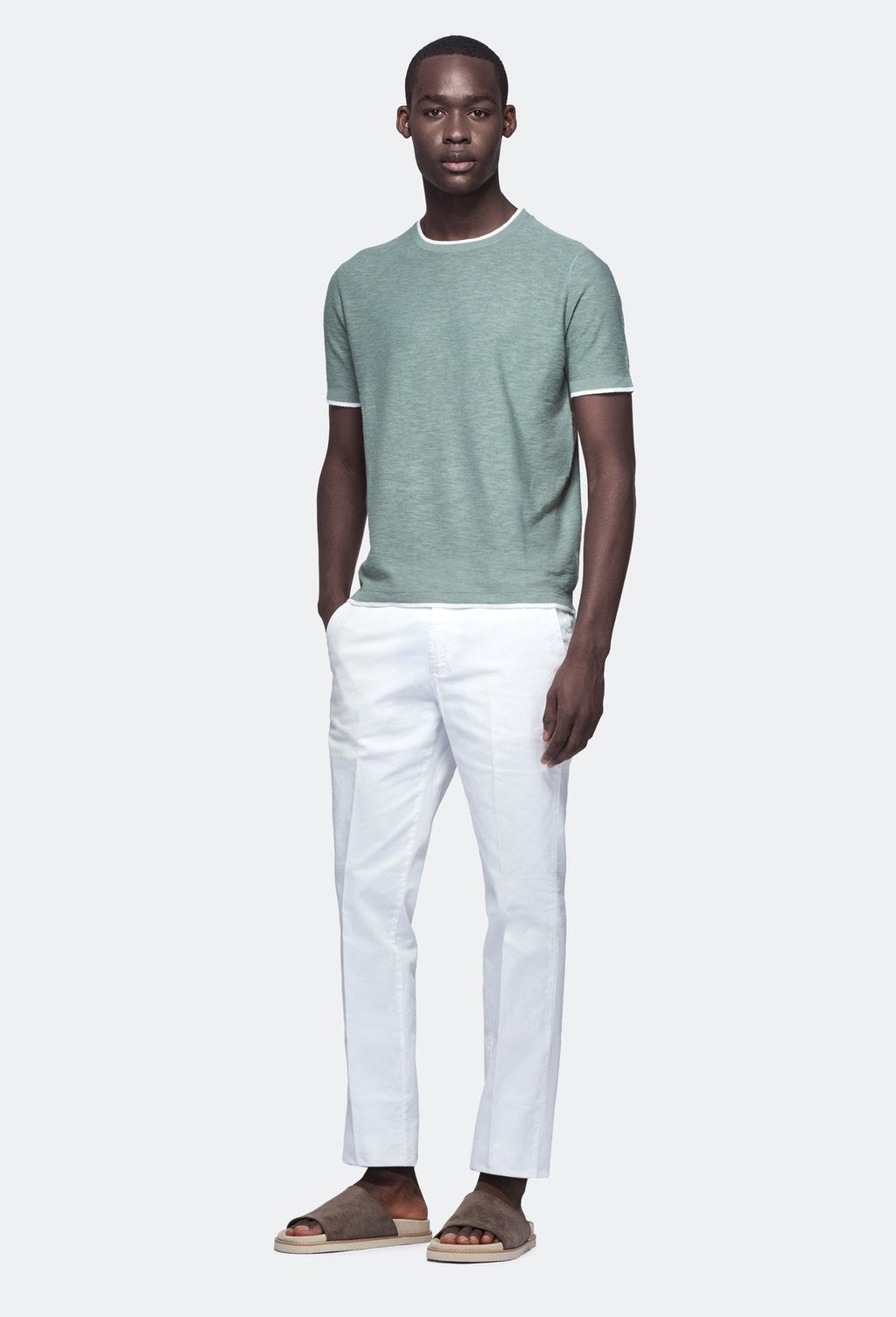 T-shirt cotone e lino a contrasto-2