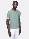 T-shirt cotone e lino a contrasto-0