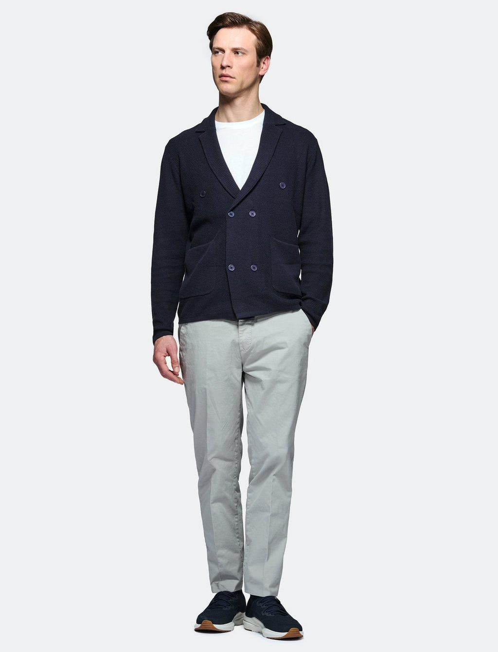 Double-breasted sweater in 100% cotton