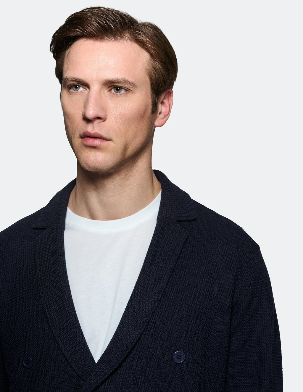 Double-breasted sweater in 100% cotton