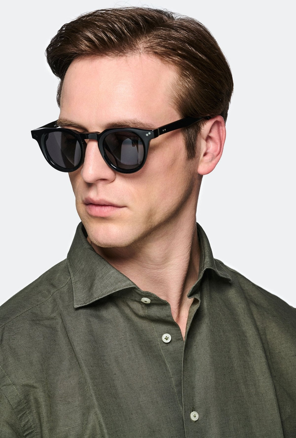 Camicia collo francese in lino e cotone-1