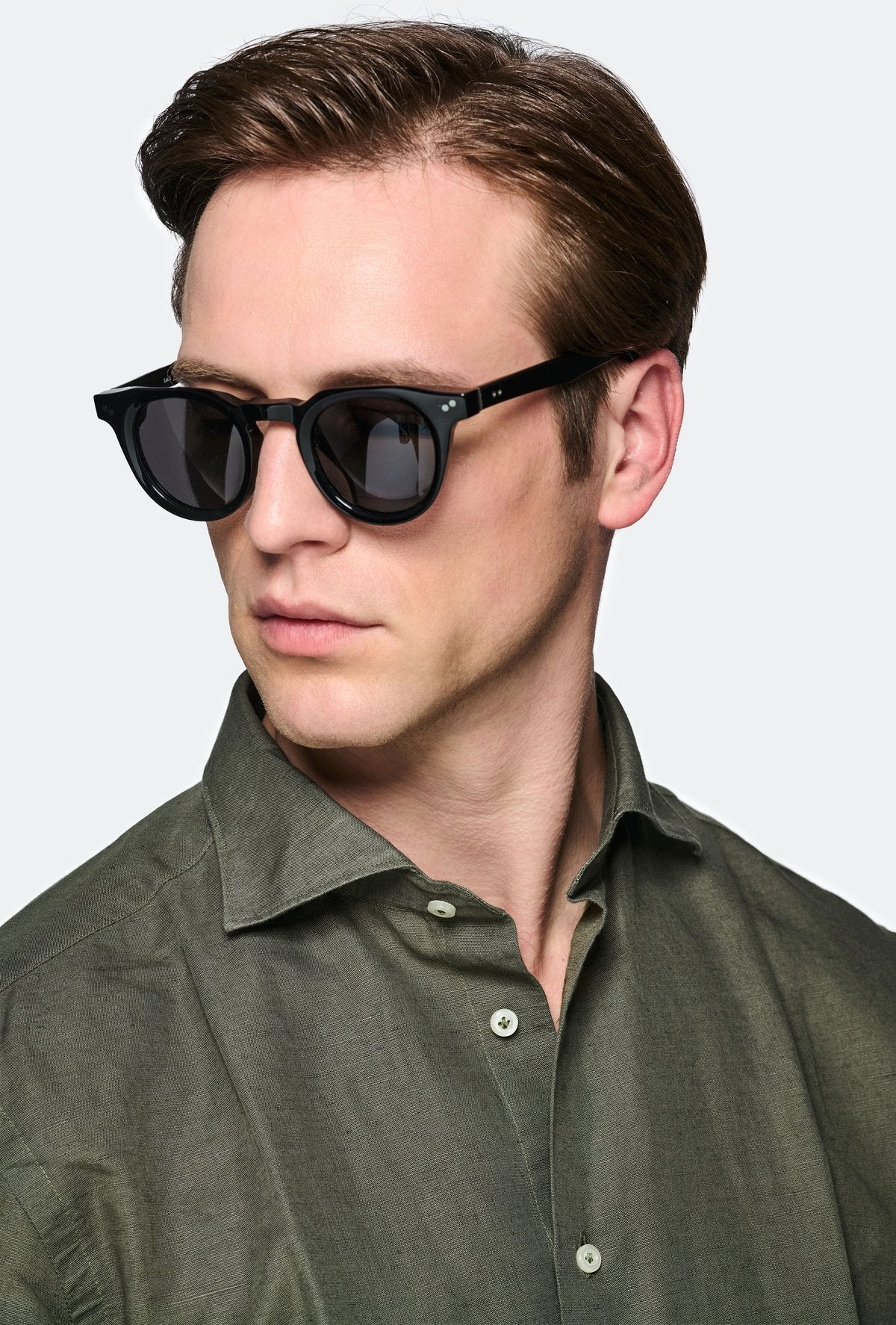 Camicia collo francese in lino e cotone-1