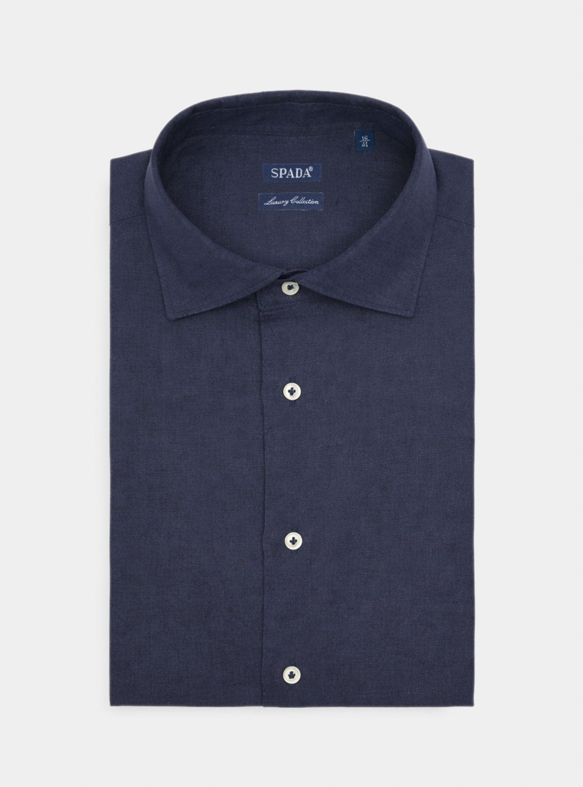 Camicia collo francese in lino e cotone-0