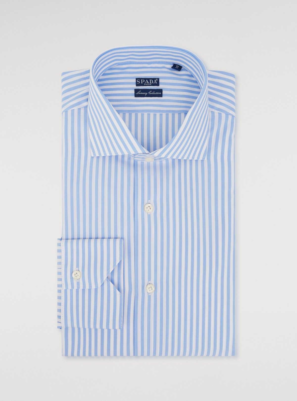 Camicia bastoncino collo francese in puro cotone-0